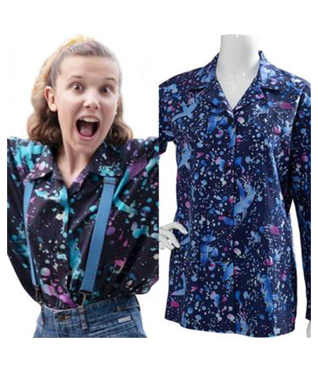 Stranger Things : Bleu Chemise Manche Courte Onze Eleven 11 Costume Cosplay Acheter